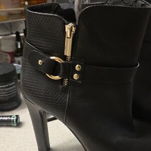 Giani Bernini Black Ankle Boots with Gold Accents